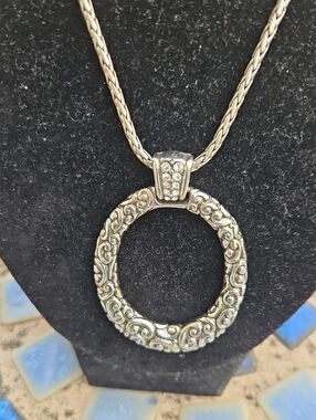 Brighton Rhinestone Scrolled Pendant Necklace